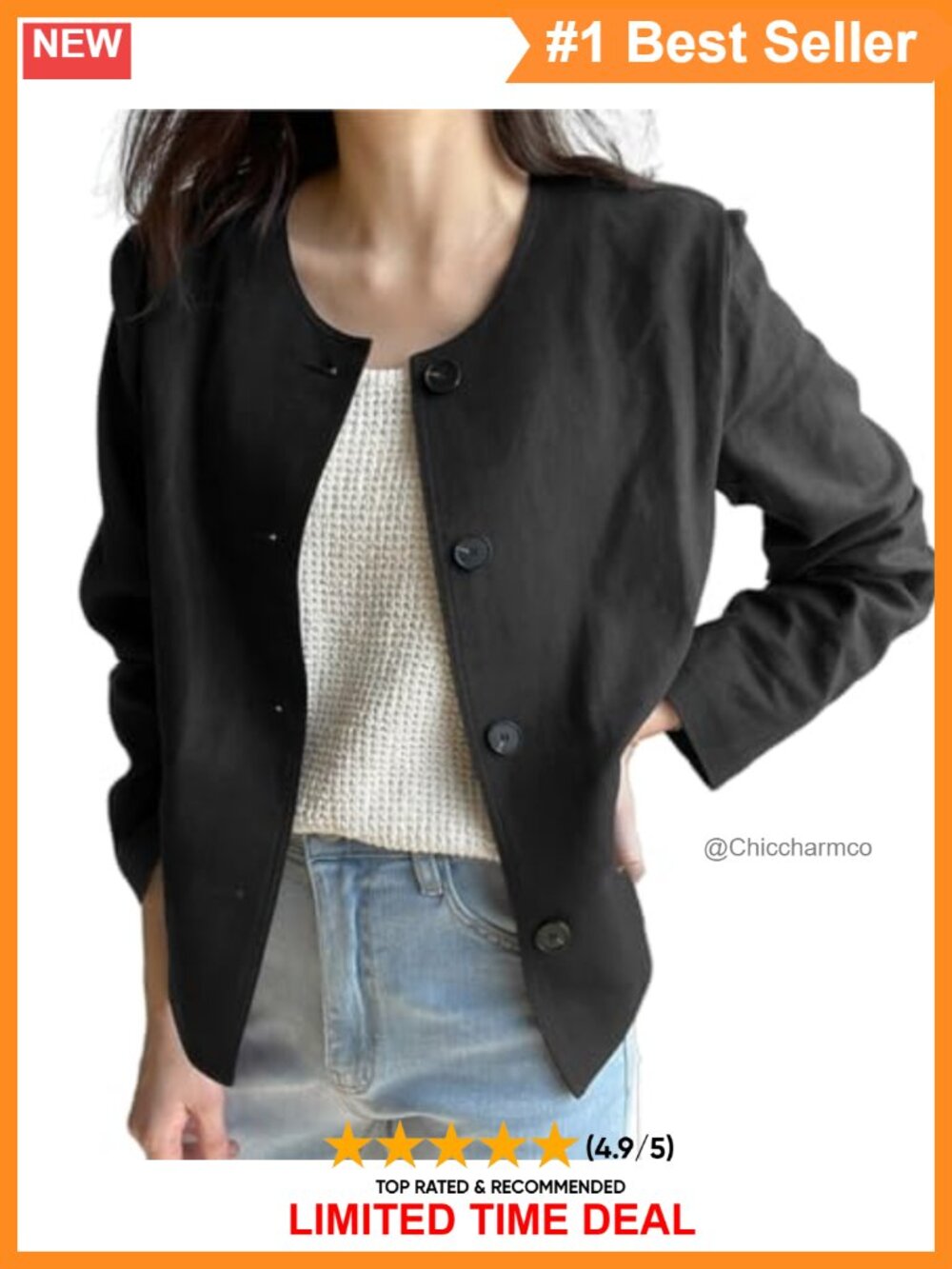 Linen Blend Lightweight Blazer Cardigan Long Sleeve Casual Jacket